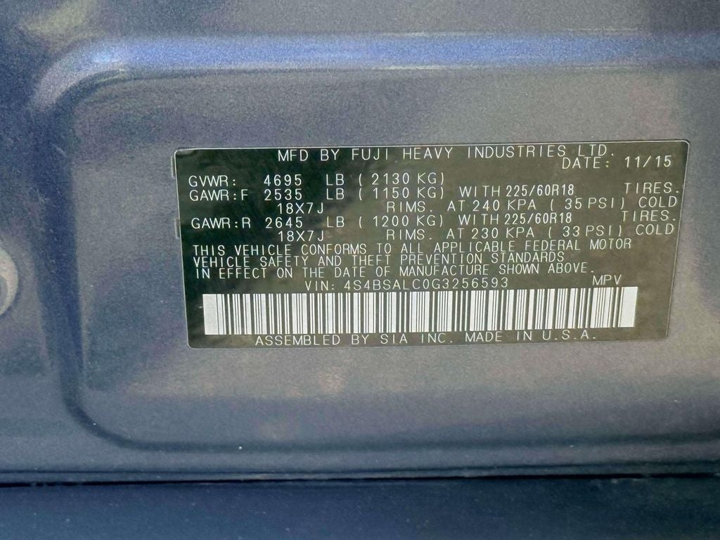 2016 Subaru Outback 2.5i Limited