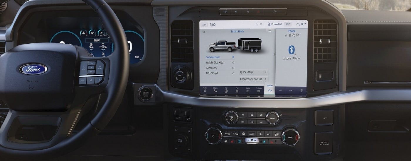 Smart Hitch feature on the infotainment screen in a 2025 Ford F-150