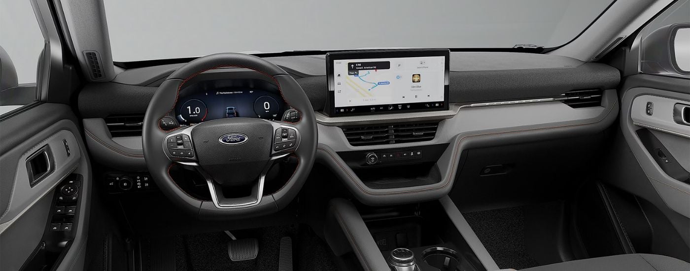 2026 Ford Explorer Active front interior with 13.2-inch center display.