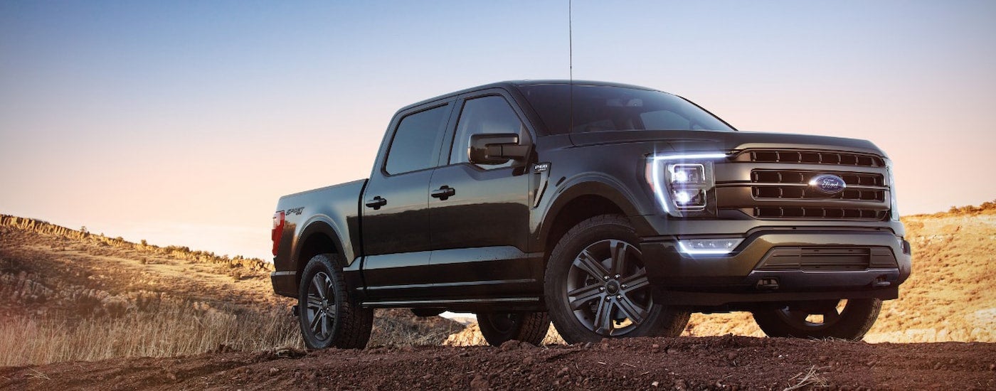 A black 2022 Ford F-150 XL Sport parked.